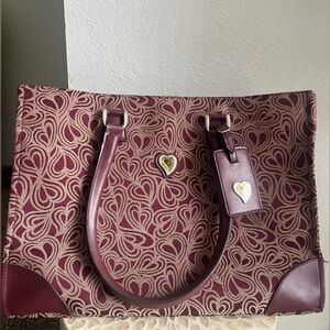 Diane Von Furstenberg Maroon and Beige Patterned Tote